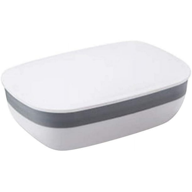Jaboneras Rawiri Caja porta jabonera con tapa de drenaje Impermeable Portátil para baño Viajes (Blanco)
