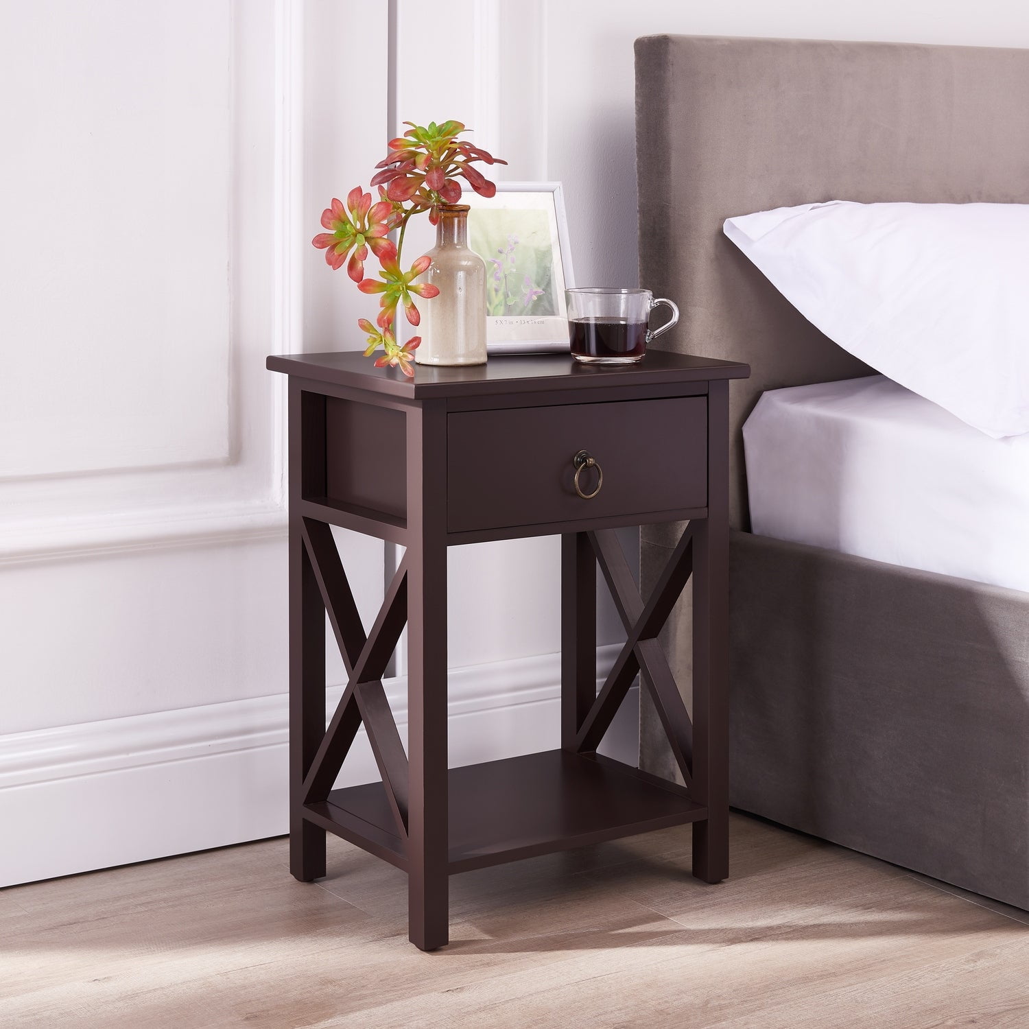 Eily Night Stand Bedside Table with Drawer Wooden Side Tables Bedroom ...