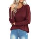 thumbnail image 2 of VISgogo - Camiseta holgada informal para mujer, color sólido, cuello redondo, manga larga, puños recortados con botones VISgogo  moda, 2 of 9