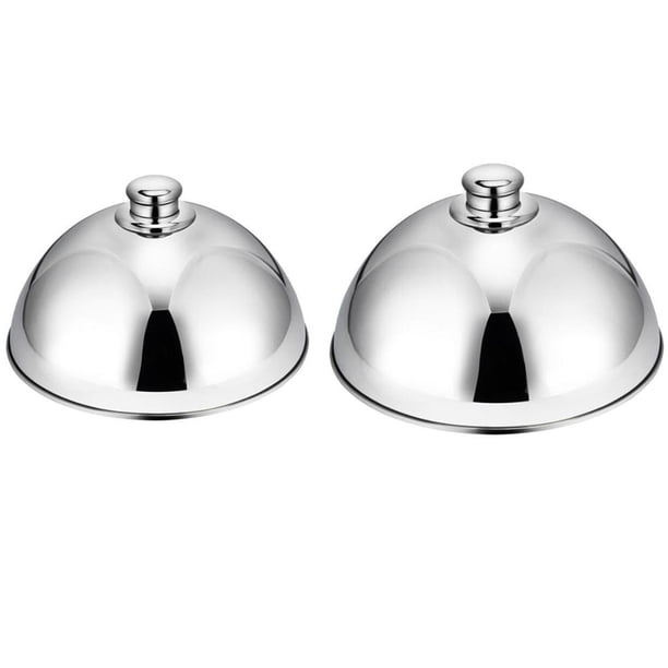 Cubierta de olla de acero inoxidable de 2 piezas, cubierta de comida de restaurante para cenas finas, pasteles, aperitivos, fiestas, restaurantes, 10 Soledad Tapa de plato de acero inoxidable