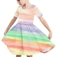 thumbnail image 6 of NAISIBABY Girls Fit Flare Dress, A-Line Tie-Dye Short Sleeve Summer Sweet Midi Dress Multicolor 5-6T, 6 of 7