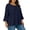 Navy, variant on Women's Plus Size Tops 3/4 Length Sleeve Crew Neck T-Shirts 1X-5X Solid Color Loose Casual Summer Clothes (2XL, Coffee)