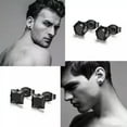 thumbnail image 2 of K-KED 6 Pairs Earring Set Black Stainless Steel Huggie Hoop Stud Punk Ear Piercing-Silver+Black, 2 of 6
