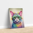 thumbnail image 3 of Hippie Devon Rex Portrait oil painting Watercolor Tie-dye Vintage Vertical Matte Canvas Poster Cat Lover Kitten Owner Gifts Wall Art Home Decor - 00015, 3 of 5