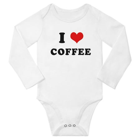

I Heart Coffee Love Food Baby Long Rompers Bodysuit (White 12-18 Months)
