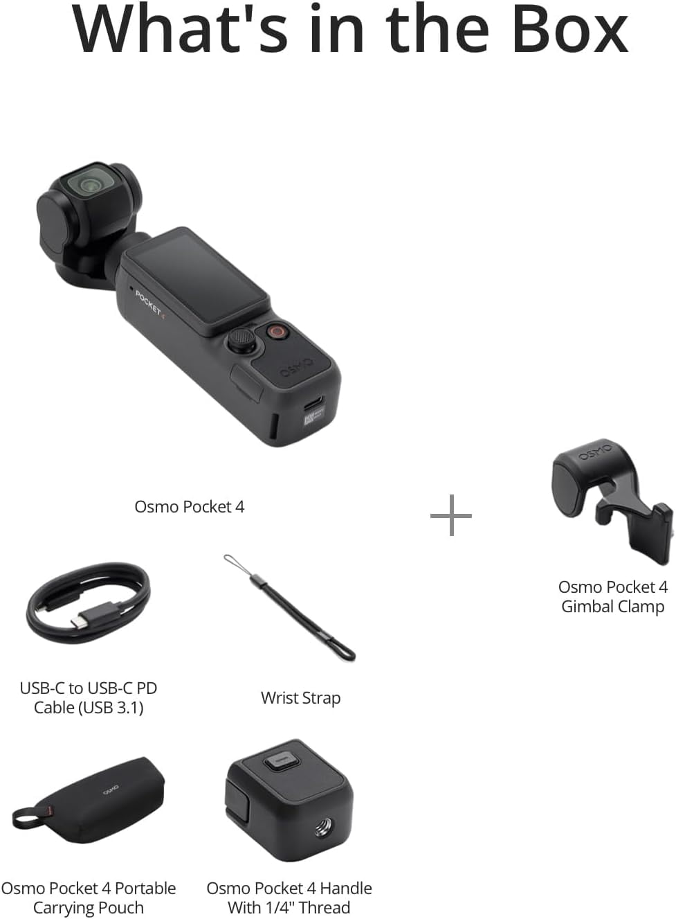 Osmo Pocket 4 Standard Combo, 1" CMOS 4K/240fps Gimbal Camera-Black