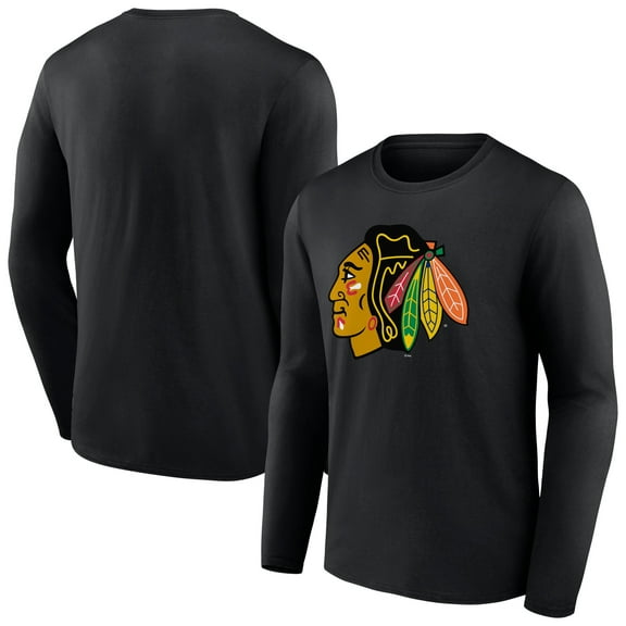Men's Black Chicago Blackhawks Primary Logo Team Long Sleeve T-Shirt