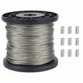 thumbnail image 1 of 1/16 Wire Rope, 1/16 galvanized cable, 328FT Wire Cable, 304 Stainless Steel Aircraft Cable with 120 Pcs Aluminum Sleeve, 7x7 Strand Core 368 lbs Breaking Strength for Outdoor Garden Craft Clothesline, 1 of 4
