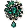 thumbnail image 1 of Vintage boda nupcial azul grande cristal Rhinestone lágrima broche Pin para mujer verde 54*75mm, 1 of 5