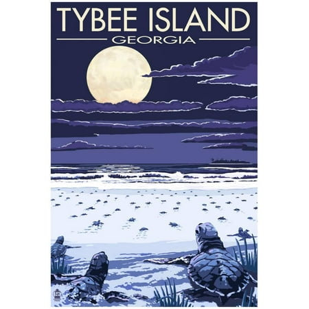 Georgia Set - Tybee Island, Georgia - Sea Turtles Hatching Poster - 13x19