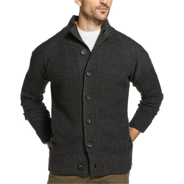 Weatherproof Cardigan à Capuche Gaufré pour Hommes, Gris, Petit