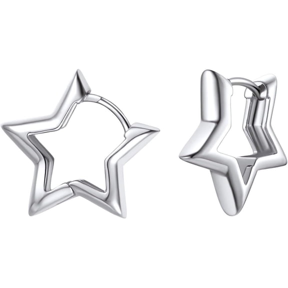 Soleilie Hypoallergenic Small Star/Heart/Spike/Square Huggie Earrings for Women 14K Gold/Platinum Plated Cute Hoop Earrings Jewelry Gift for Her, with Gift Box