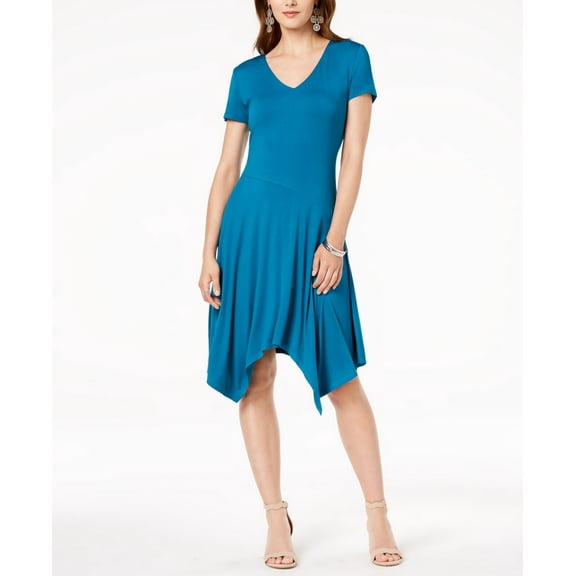 INC International Concepts  -  Short-Sleeve Handkerchief-Hem Dress - Regular - L