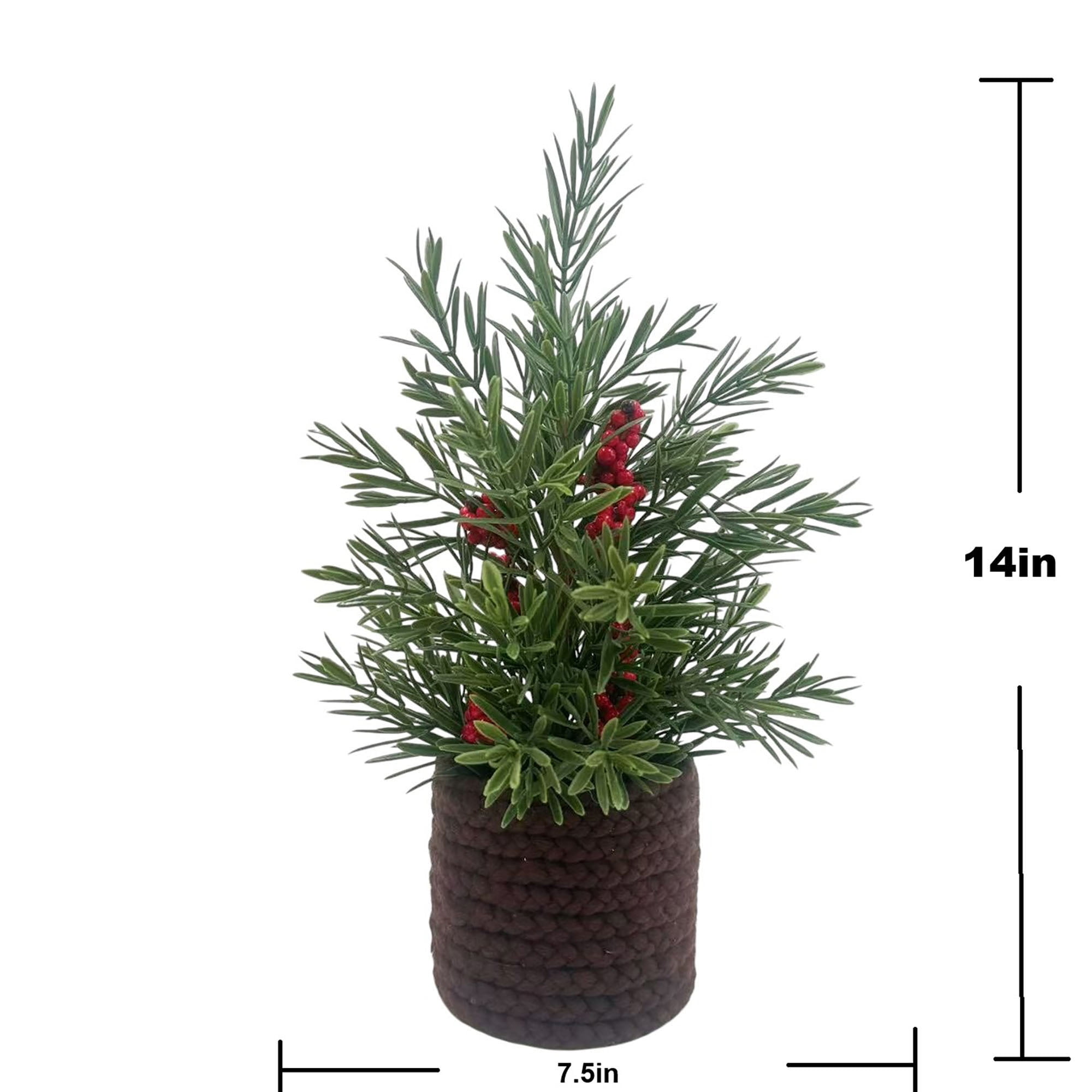 Holiday Time Décoration D’Arbre Avec Baies Et Pin Dans Panier Marron