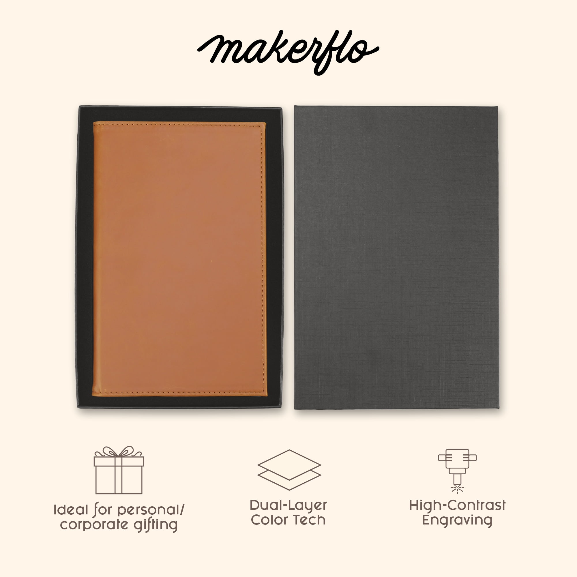 MakerFlo Laserette Refillable Journal, 8.75 x 5.5 in, Vegan Leather Cover with Lined Pages (Pack of 12), Red