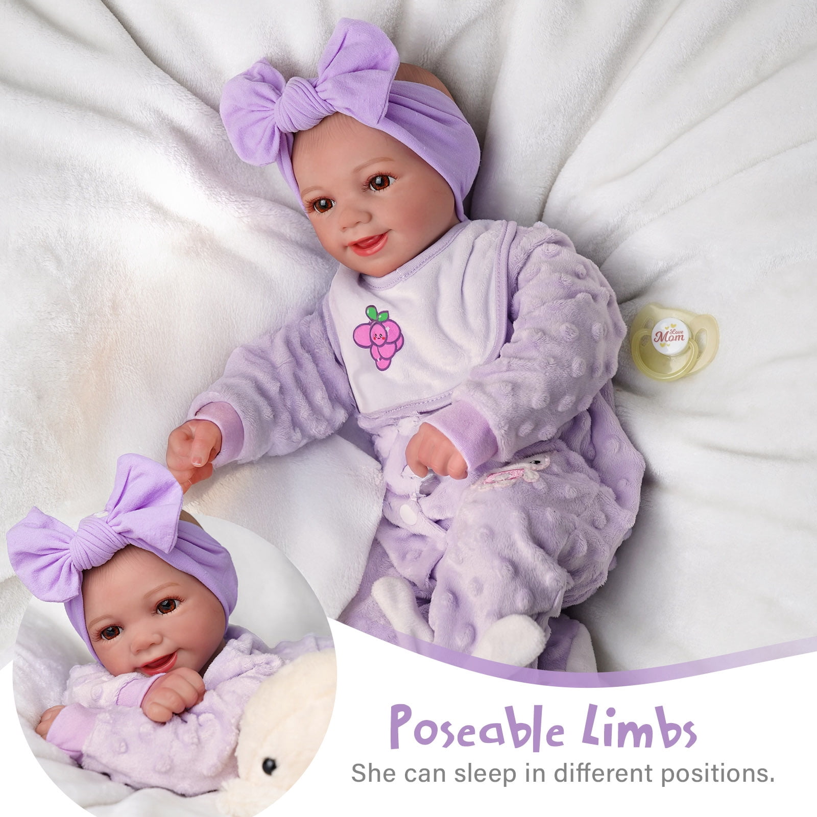 BABESIDE Lifelike Reborn Baby Dolls with Bassinet, 17 Inch Soft Cloth Body Real Life Girl Baby Dolls Soft Vinyl and Cloth Body with Basket & Feeding Kit Gift Box for Kids Age 3+