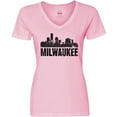 thumbnail image 3 of Inktastic Milwaukee Skyline Grunge Women's V-Neck T-Shirt, 3 of 5