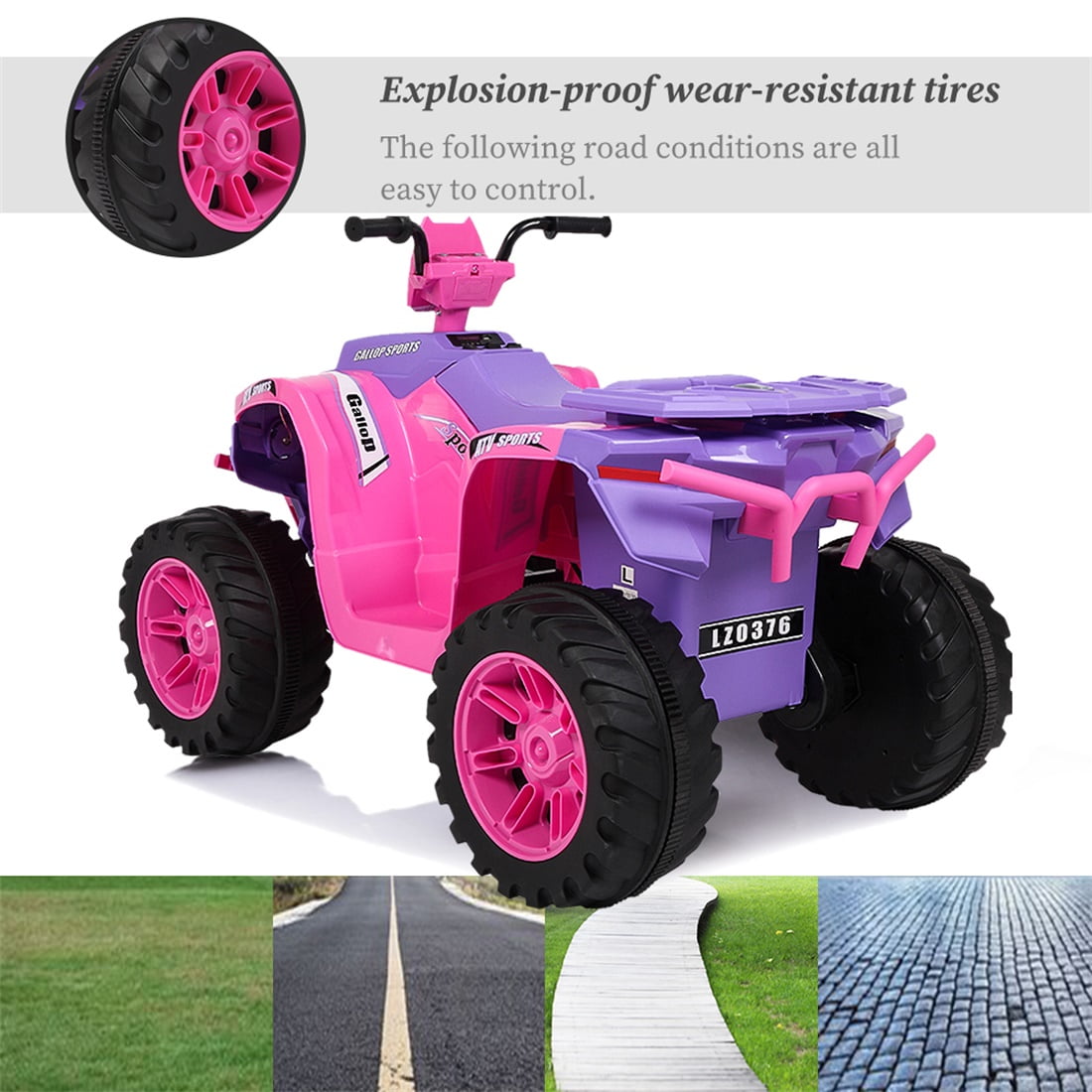 Private Jungle Kids ATV, 12V Battery Powered Electric Vehicle, Ride on Car 4 Wheeler Quad for Boys & Girls Gift, Ride on ATV with LED Lights, Music, Pink & purple, Unisex Private Jungle Kids ATV, 12V Battery Powered Electric Vehicle, Ride on Car 4 Wheeler Quad for Boys & Girls Gift, Ride on ATV with LED Lights, Music, Pink & purple, Unisex