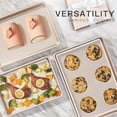 thumbnail image 3 of Baking Sheet Pan Set of 3, Cookie Sheets for Oven, Nonstick Half/Quarter/Jelly Roll Pans with Diamond Texture Pattern, 0.8mm Thick Heavy Duty Cookie Tray, Champagne Gold, 3 of 7