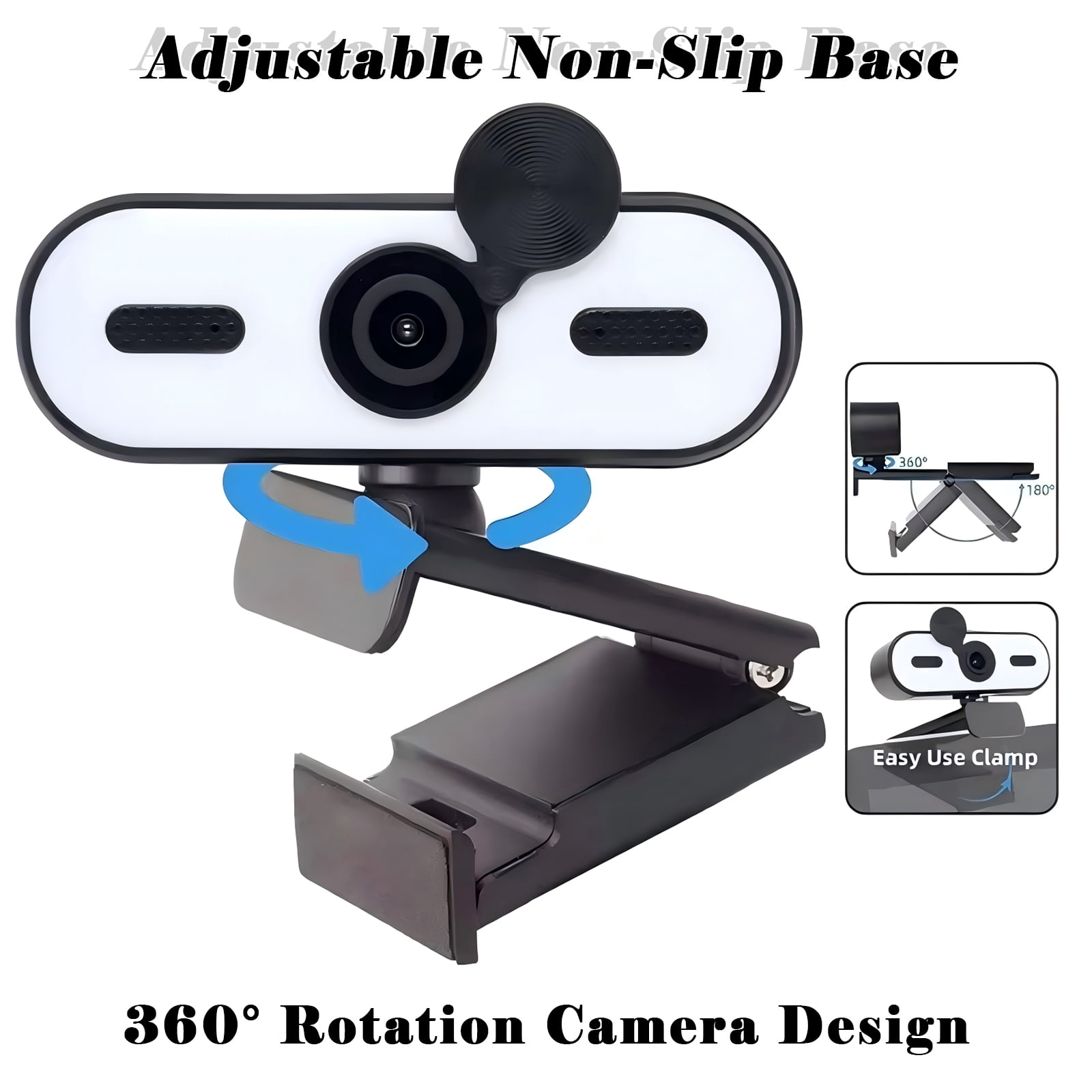 RONY 4K Webcam with Dual Mics, Video Streaming Camera with Ring Light for  Windows 11/10/8/7, Vista/7/8/10, Mac, Android, Linux