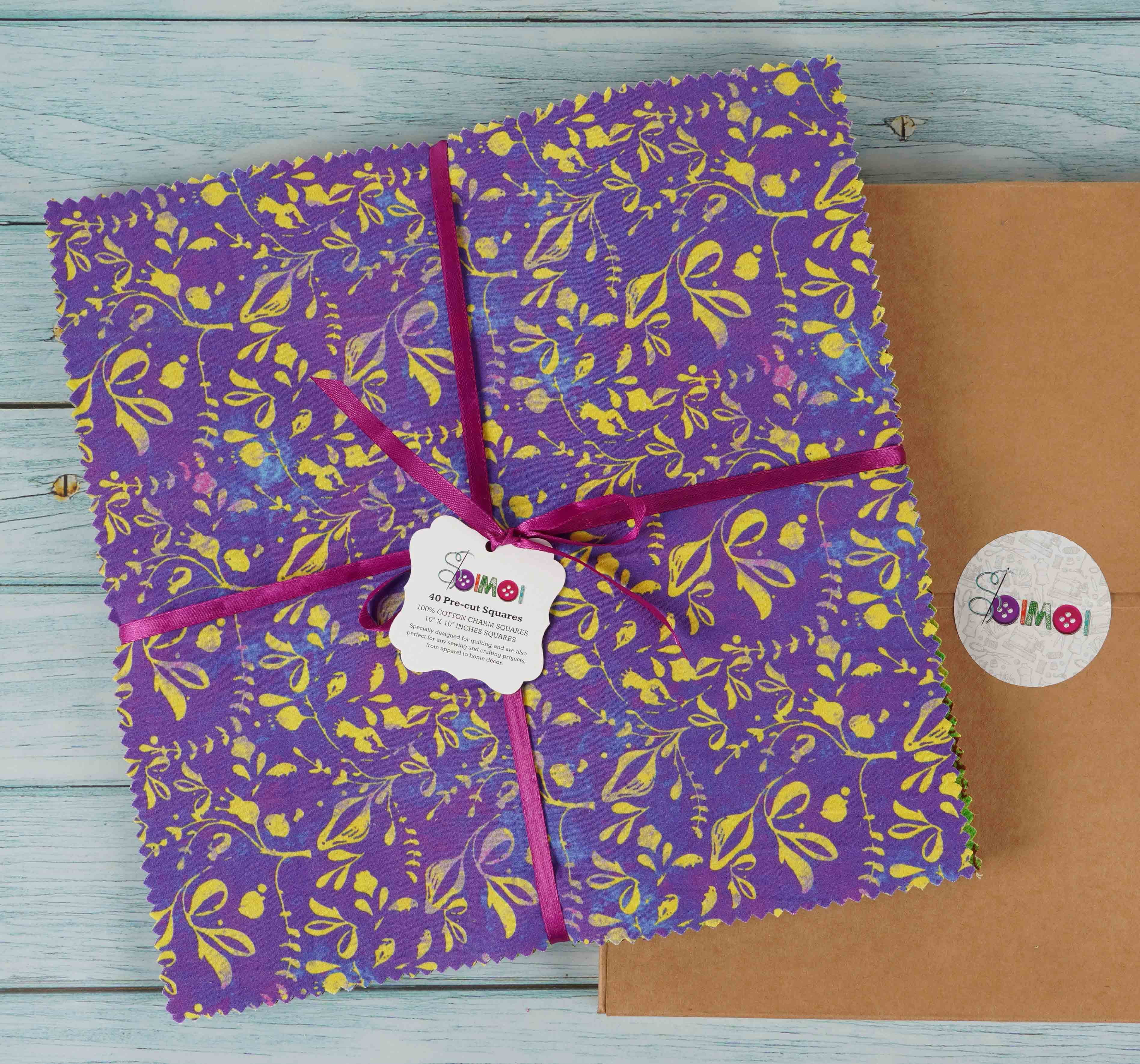 Soimoi Batik Print Precut 10-inch Cotton Fabric Quilting Squares Charm Pack DIY Patchwork Sewing Craft