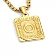 thumbnail image 3 of VOLALO Jewelry Initial Pendant Necklace for Men Womens, 18K Gold Plated Square Letter Capital Necklace Alphabets from A-Z Figaro Chain Necklace, 3 of 10