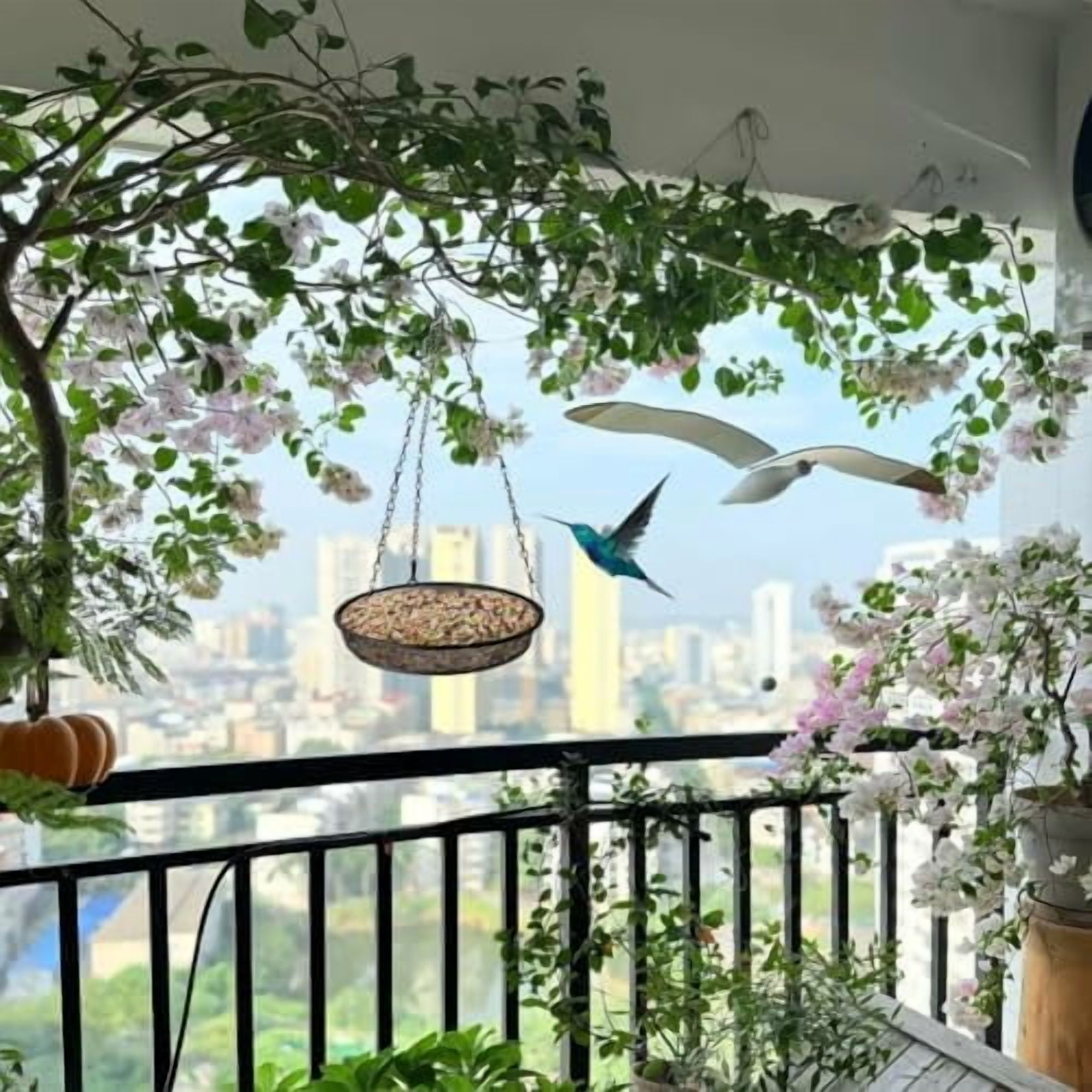 2 Pack Metal Mesh Platform Bird Feeders - Attracts Birds, Hanging for Garden & Yard$$Garden &