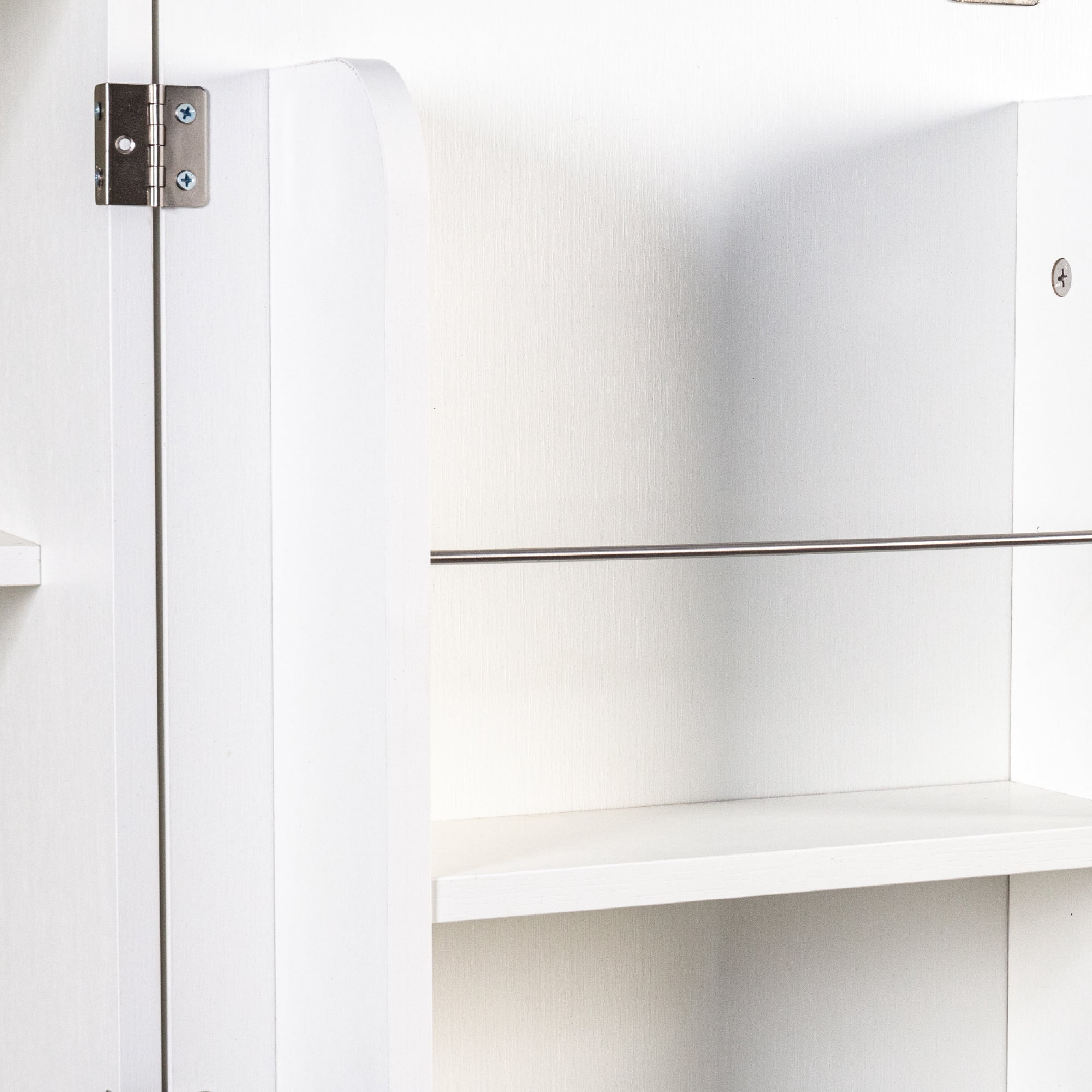 Kitchen Pantry Cabinet Freestanding Buffet Cupboard with Adjustable Shelves Side Racks, White