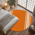 thumbnail image 3 of 4ft Round Rug, Thanksgiving Non-Skid Rubber Backing Large Area Rugs - Living Room Bedroom Home Office, Fall Luxurious Orange White Striped Harvest Autumn Indoor Floor Mat Carpets Washable Rug, 3 of 9