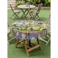 thumbnail image 4 of Outdoor Tablecloths with Umbrella Hole & Zipper, Blue Purple Floral Round Tablecloth 54 Inch, Spring Vintage Hydrangea Flower Truck Waterproof Table Cloth, Patio/Pool/Picnic Table Covers, 4 of 8