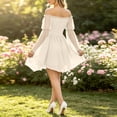 thumbnail image 5 of QTISFD Women's Medieval Renaissance Fairy Dress Chiffon Off Shoulder Long Bell Sleeve Lace Up Short Dresses Gothic Court Dress, 5 of 9