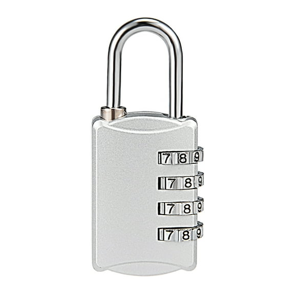 4 Digit Combination Padlock, 4mm Shackle, Zinc Alloy Lock, Silver Tone