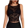 thumbnail image 2 of Sheghy Women Tank Tops Dressy Casual Mesh Lace Tank Top, Crew Neck Sleeveless Layering Cami for Women Black S, 2 of 5