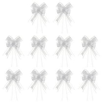 Large Gift Bow 28x8 Inch, 10 Pack Pull Bows for Gift Wrapping Present Wedding Valentine's Day Decoration, Silver White