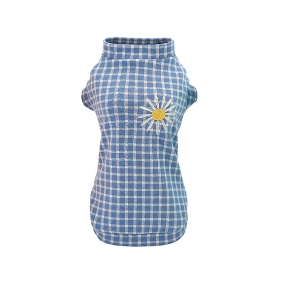 CICRKHB Dog Sweaters for Small Dogs Pet Cat Autumn and Winter Clothes Small Dog Cat Chrysanthemum Sweater Pet Supplies Blue