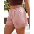 thumbnail image 3 of Shorts casuales de verano para mujer con cintura elástica, ribete de encaje y pernera ancha., 3 of 8
