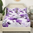 thumbnail image 3 of YST Chic Floral Bed Sheets Set for Girls Women Hydrangea Flower King Sheet Set, Purple Ombre Sheets Gradient Oil Painting Bed Set, Vintage Watercolor Flat Sheet, 3 of 5