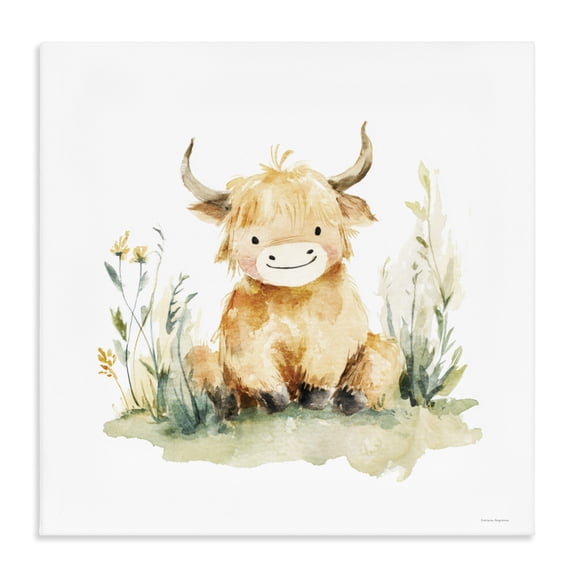 Stupell Industries Cottage Little Highland Calf Canvas Art, 17 x 17, by Svetlana Aleynikova