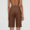 thumbnail image 4 of Womens Bermuda Shorts Knee Length Dressy Causal Elastic Waist Buttons Linen Shorts with Pockets Summer Beach Outfits Brown 2XL, 4 of 7