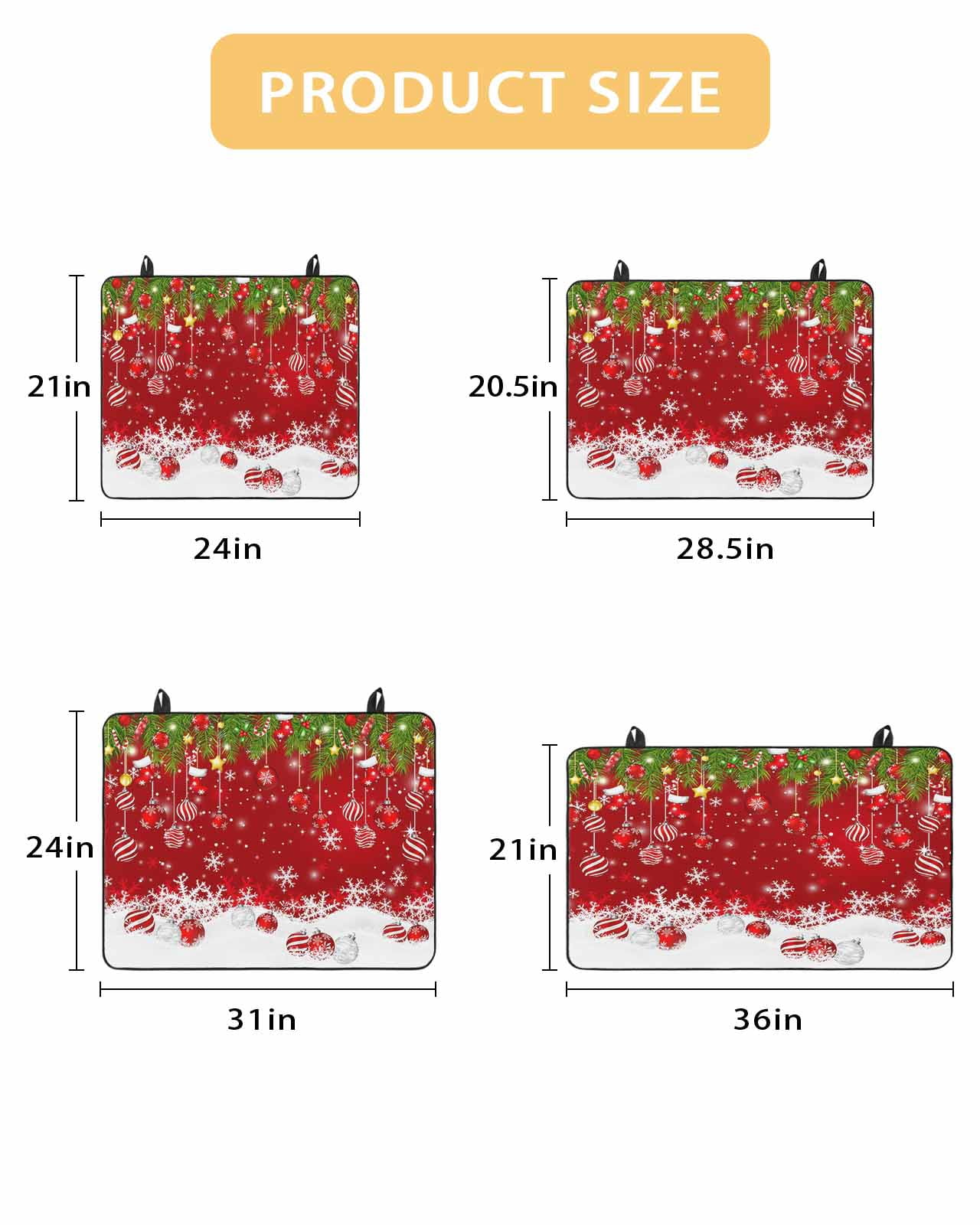 Large Induction Cooktop Protector Mat Christmas Stove Top Covers for Electric Stove, Red Xmas Weeping Balls Green Branches Snowflakes Decorative Stove Burner Cover Mats, Glass Top Stove Cover