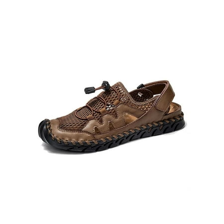 

LUXUR Mens Leather Summer Sandals Walking Hiking Trekking Trail Sandals Shoes Size
