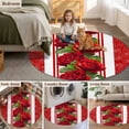 thumbnail image 5 of Valentine's Day Round Area Rug 4Ft Washable Circle Rugs for Bedroom Dining Room, Red Roses Floral Romantic Striped Non-Slip Carpet Floor Mats Indoor Outdoor Carpet Runner Aesthetic Home Decor, 5 of 8