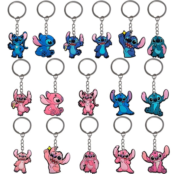 16pcs Cartoon Keychains for Kids Party Favors Mini Cute Keyring for Classroom Prizes Birthday Christmas Party Goodie Bag Stuffers Supplies