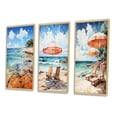 thumbnail image 3 of Designart "Southern Shoreline Echoes" Nautical & Beach Framed Wall Art Set Of 3 - Turquoise Beach Sand Frame Canvas Set For Living Room Decor, 3 of 6