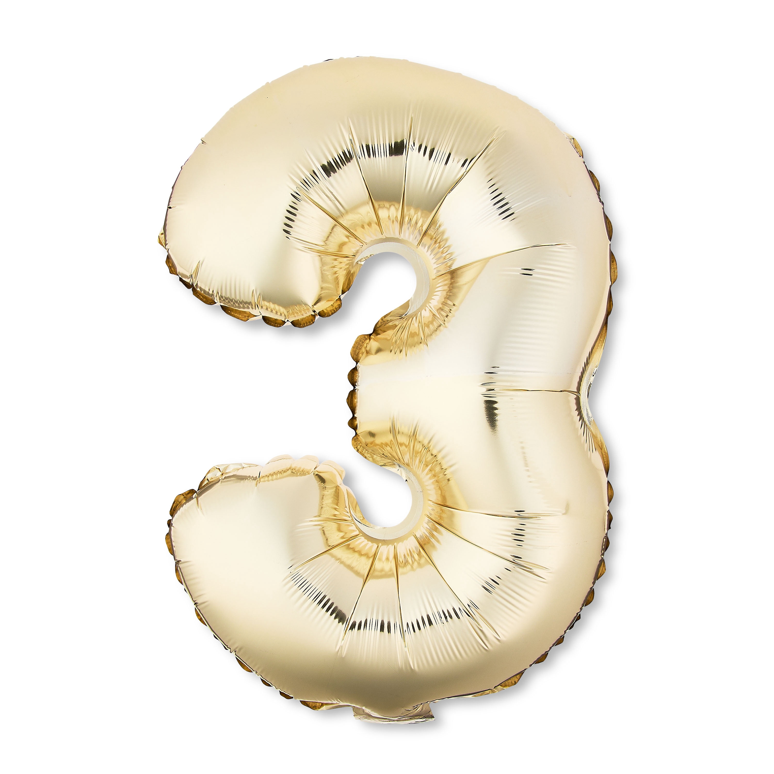 (6 pack) 16 inch Foil Balloon Number 3, Gold, by Way to Celebrate