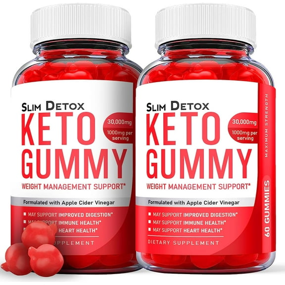 (2 Pack) Slim Detox Keto ACV Gummies - Supplement for Weight Loss - Energy & Focus Boosting Dietary Supplements for Weight Management & Metabolism - Fat Burn - 120 Gummies