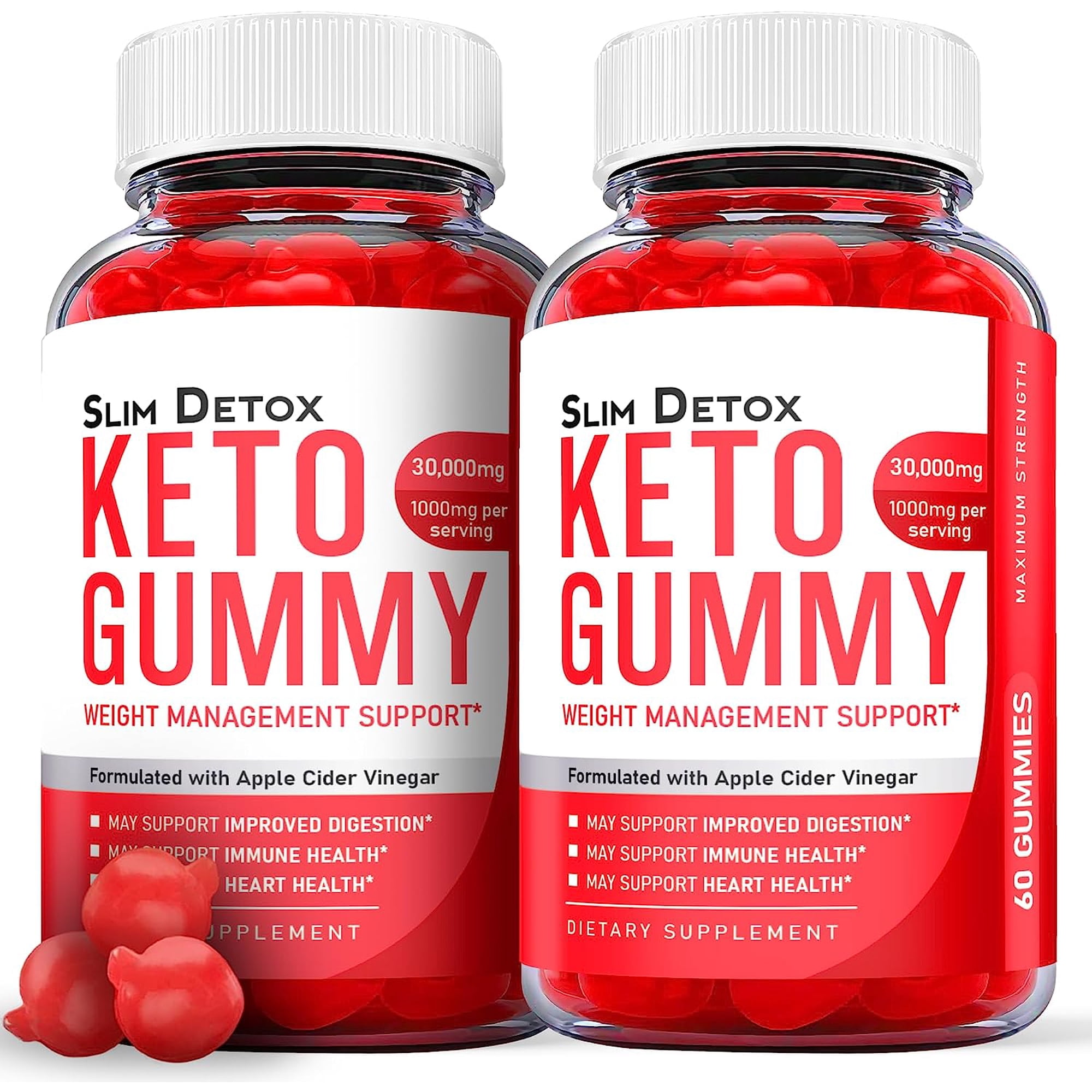 (2 Pack) Slim Detox Keto ACV Gummies - Supplement for Weight Loss - Energy & Focus Boosting Dietary Supplements for Weight Management & Metabolism - Fat Burn - 120 Gummies