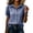 Dark Blue, variant on Women's Gingham Check Collared Button Down Puff Short Sleeve with Pocket Casual Shirts for Women Summer Everyday & Office Wear