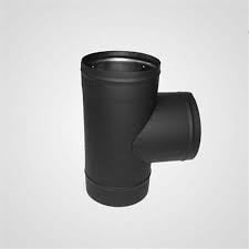 Tee Black Stove Pipe w/crimped nose- 22 Gauge-6"