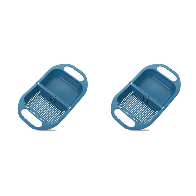 Moyic Escurridor portátil plegable antiadherente limpieza de verduras colador colador de cocina accesorios con hebilla amarillo Azul 2piezas Moyic CBP190609